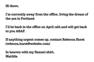 out of office reply